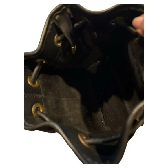 VINTAGE DOONEY & BOURKE BLACK LEATHER BUCKET BAG PURSE - Picture 8 of 10